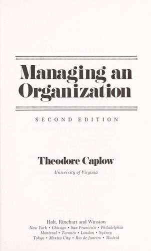 Managing an Organization