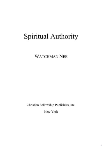 Spiritual Authority