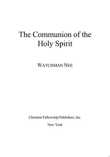 The Communion of the Holy Spirit