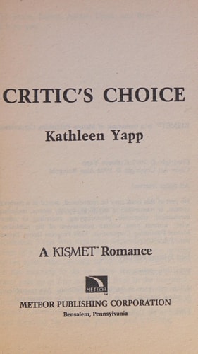 Critic's Choice (Kismet, No 80)