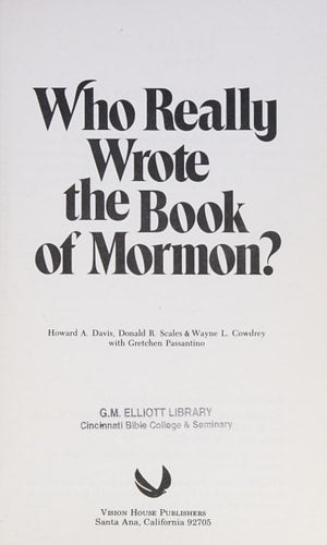 Who really wrote the book of Mormon?