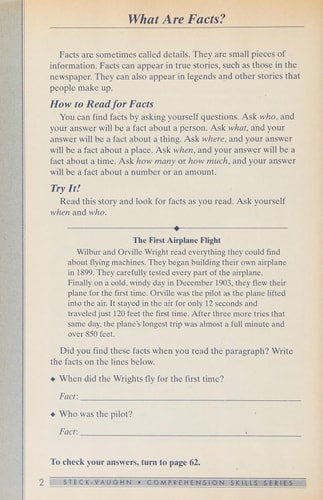 Facts, Level B (Steck-Vaughn Comprehension Skills Series)