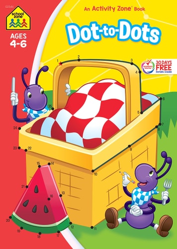 School Zone - Dot-to-Dots Workbook - 64 Pages, Ages 4 to 6, Preschool, Kindergarten, Connect the Dots, Alphabetical Order, ABCs, Numerical Order, and More (School Zone Activity Zone® Workbook Series)