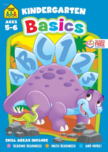 School Zone - Kindergarten Basics Workbook - 32 Pages, Ages 5 to 6, Shapes, Sorting, Beginning Sounds, Numbers, and More (School Zone Basics Workbook Series)