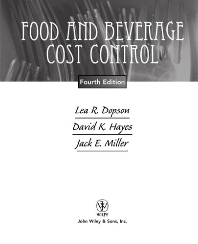 Food and Beverage Cost Control