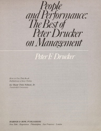 People and Performance: The Best of Peter Drucker on Management