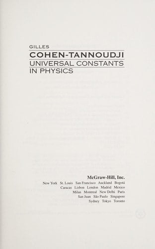 Universal Constants in Physics (MCGRAW HILL HORIZONS OF SCIENCE SERIES)