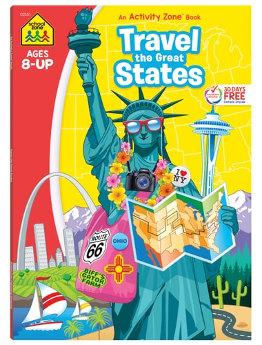 School Zone - Travel the Great States Workbook - 64 Pages, Ages 8 and Up, Geography, Maps, United States, and More (School Zone Activity Zone® Workbook Series)