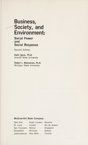 Business, society, and environment: Social power and social response (McGraw-Hill series in management)