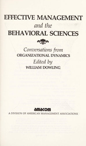 Effective Management and the Behavioral Sciences