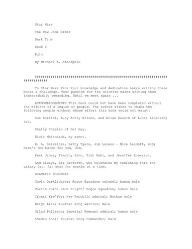 Ruin: Star Wars Legends Dark Tide, Book II