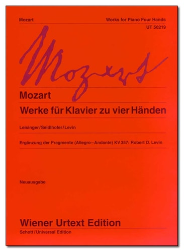 Oeuvres pour piano à quatre mains: Edité d’après les sources par U. Leisinger. Avec une version complétée des fragments transmis de la sonate K. 357. piano (4 hands).