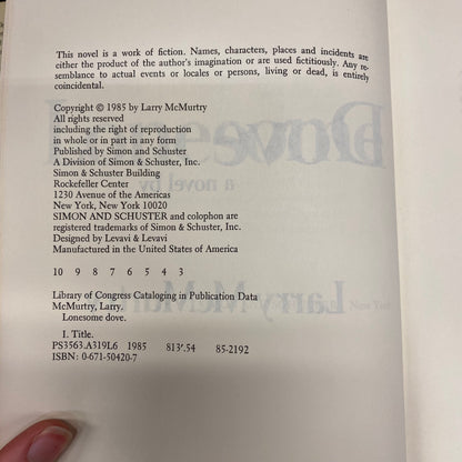 Lonesome Dove - Larry McMurtry - 3rd Edition - 1985