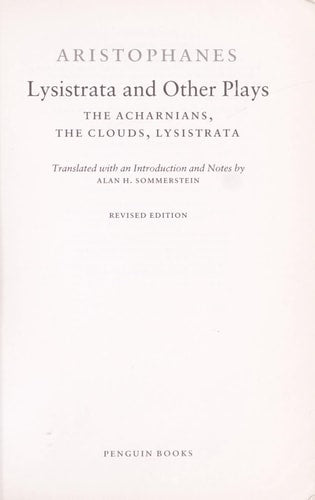 Lysistrata and Other Plays (Penguin Classics)