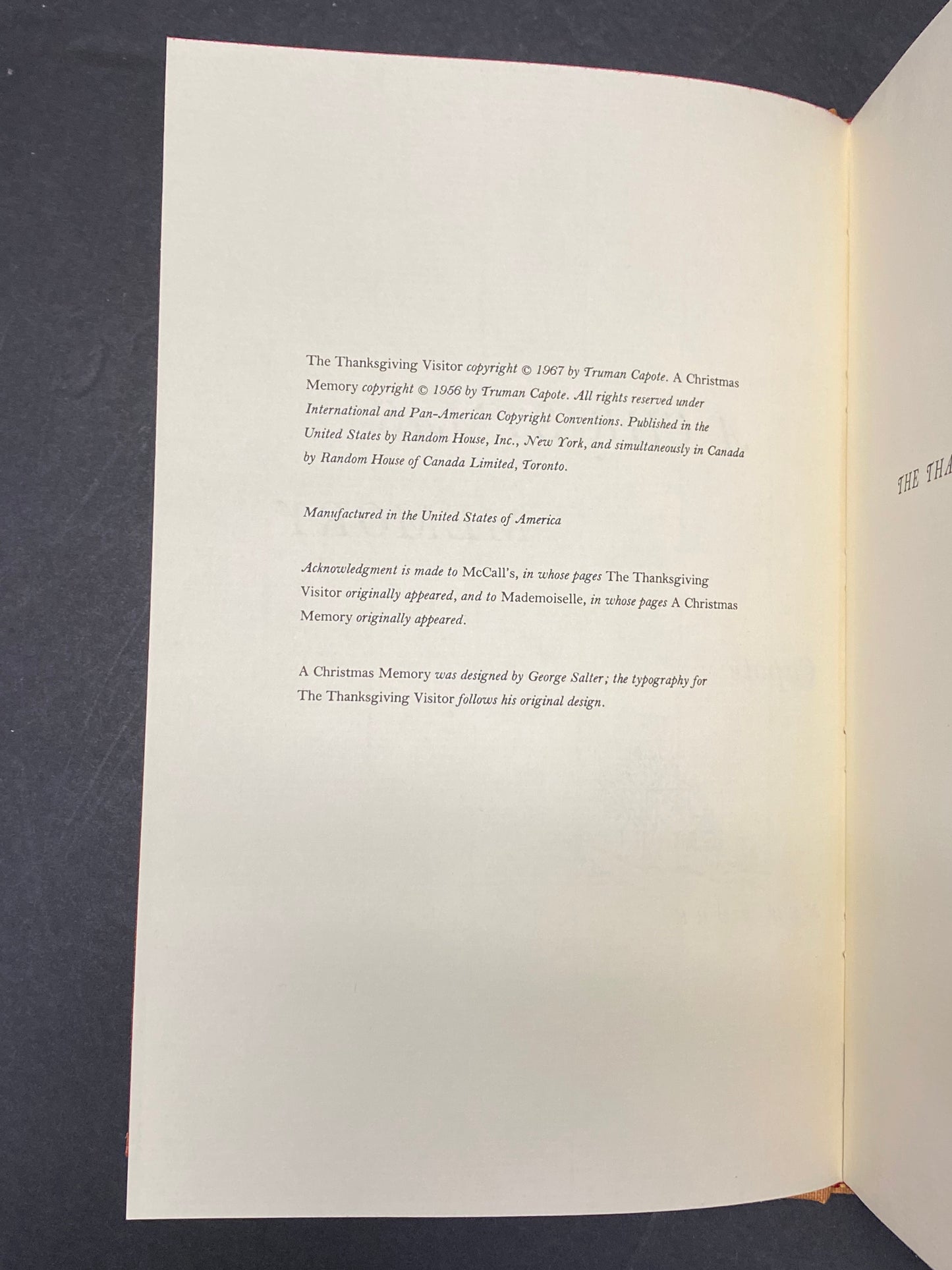 The Thanksgiving Visitor / A Christmas Memory - Truman Capote - 1st Thus - 1967
