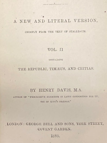 The Works of Plato - Henry Davis - Volume Two - 1883