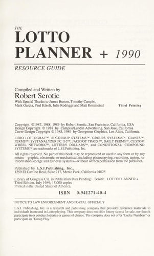 The lotto planner +, 1990/91: Resource guide