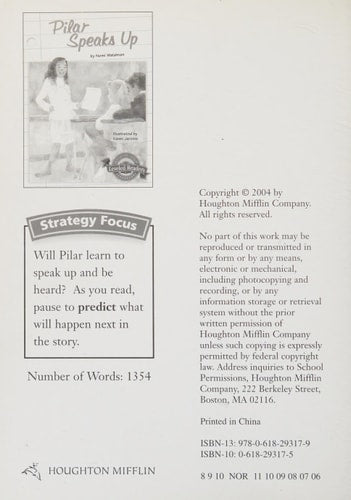 Houghton Mifflin Reading Leveled Readers: Level 4.5.1 on LVL Pilar Speaks Up