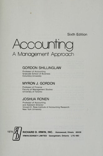 Accounting;: A management approach (The Willard J. Graham series in accounting)
