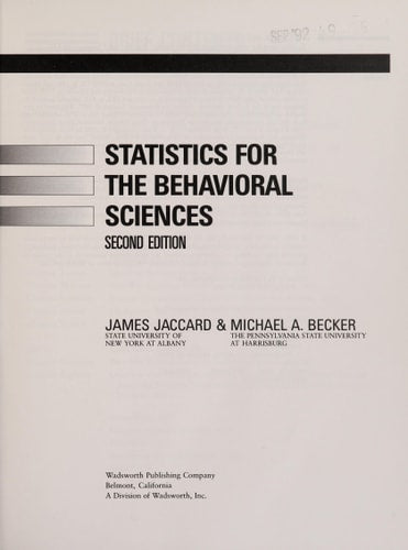 Statistics for the Behavioral Sciences
