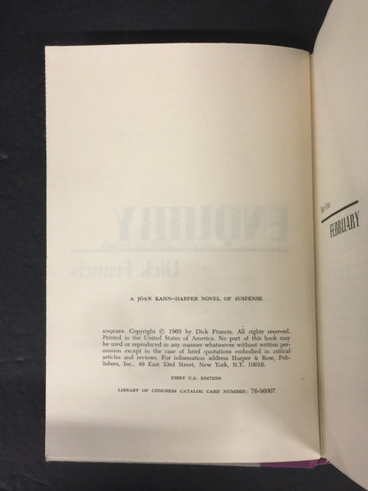Enquiry - Dick Francis - 1st American Edition - 1969