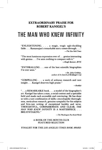 The Man Who Knew Infinity: A Life of the Genius Ramanujan
