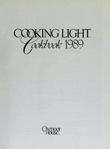 Cooking Light Cookbook 1989