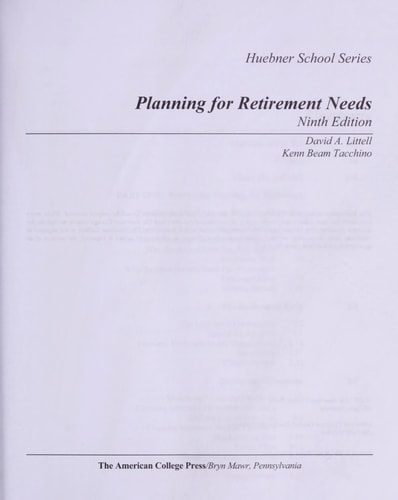 Planning for Retirement Needs