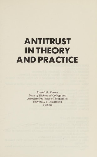 Antitrust in theory and practice (Grid series in economics)