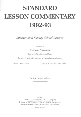 Standard Lesson Commentary 1992-93: International Sunday School Lessons