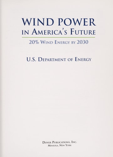 Wind Power in America's Future: 20% Wind Energy by 2030