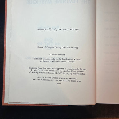 The Feminine Mystique - Betty Friedan - 6th Print - 1963