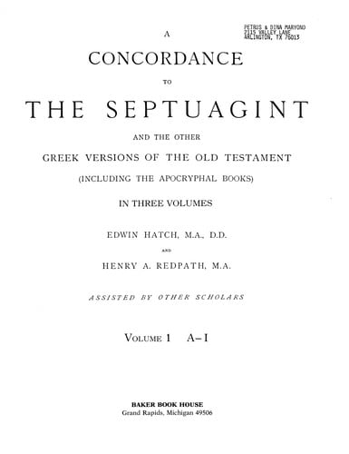 Concordance to the Septuagint: Three Volumes in Two