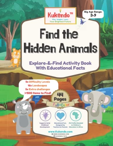 Find the Hidden Animals: Explore & Find Activity Book: With Educational Facts - for Kids Age 3-9