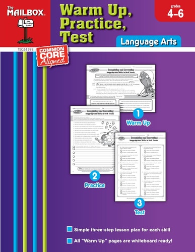 Warm Up, Practice, Test: Language Arts (Grs. 4-6)