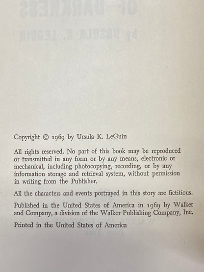 The Left Hand of Darkness - Ursula K. LeGuin - Book Club Edition - 1969