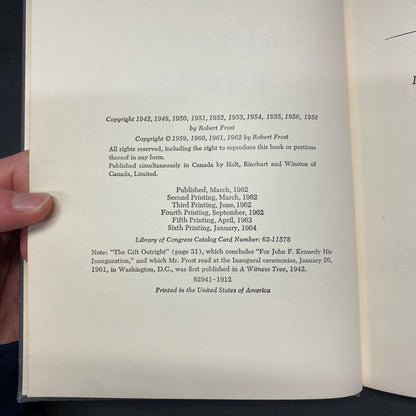 In The Clearing - Robert Frost - 6th Print - 1964