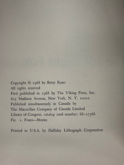 The Midnight Fox - Betsy Byars - Signed - 1968