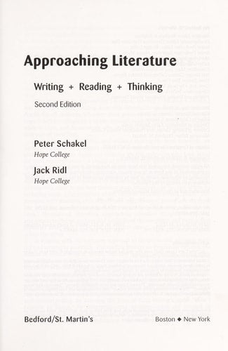 Approaching Literature: Writing, Reading, Thinking