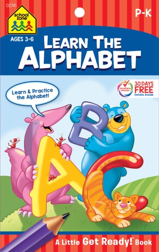School Zone - Learn The Alphabet Workbook - Ages 4 to 6, Preschool, Kindergarten, Letter Sounds, Uppercase & Lowercase Letters, Tracing, and More (School Zone Little Get Ready!™ Book Series)