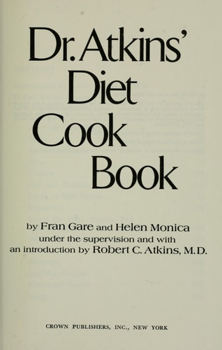 Dr Atkins Diet Cook Book