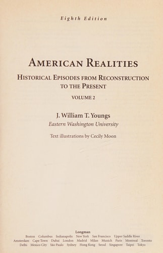 American Realities: Historical Episodes from First Settlements to the Civil War, Volume 1 (8th Edition)