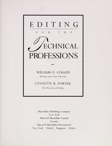 Editing for the Technical Professions