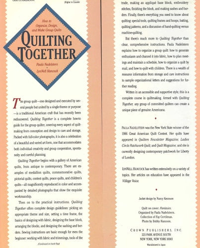 Quilting Together: How to Organize, Design, and Make Group Quilts