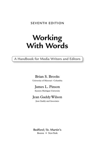Working with Words: A Handbook for Media Writers and Editors