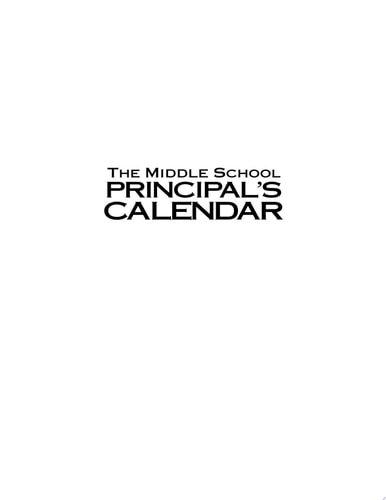 The Middle School Principal's Calendar: A Month-By-Month Planner for the School Year