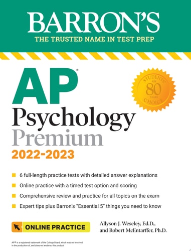 AP Psychology Premium, 2022-2023: Comprehensive Review with 6 Practice Tests + an Online Timed Test Option (Barron's AP Prep)