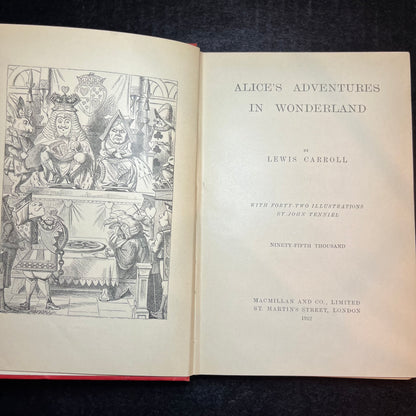 Alice's Adventure's - Lewis Carroll - 95th Thousand Print - 1922