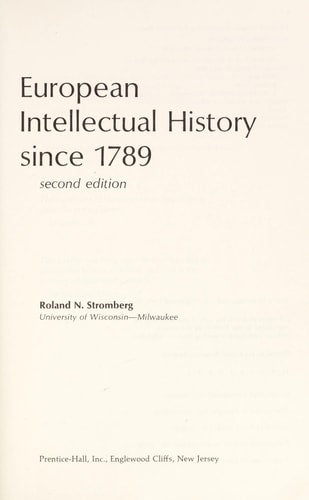European Intellectual History since 1789