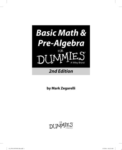 Basic Math and Pre-Algebra For Dummies